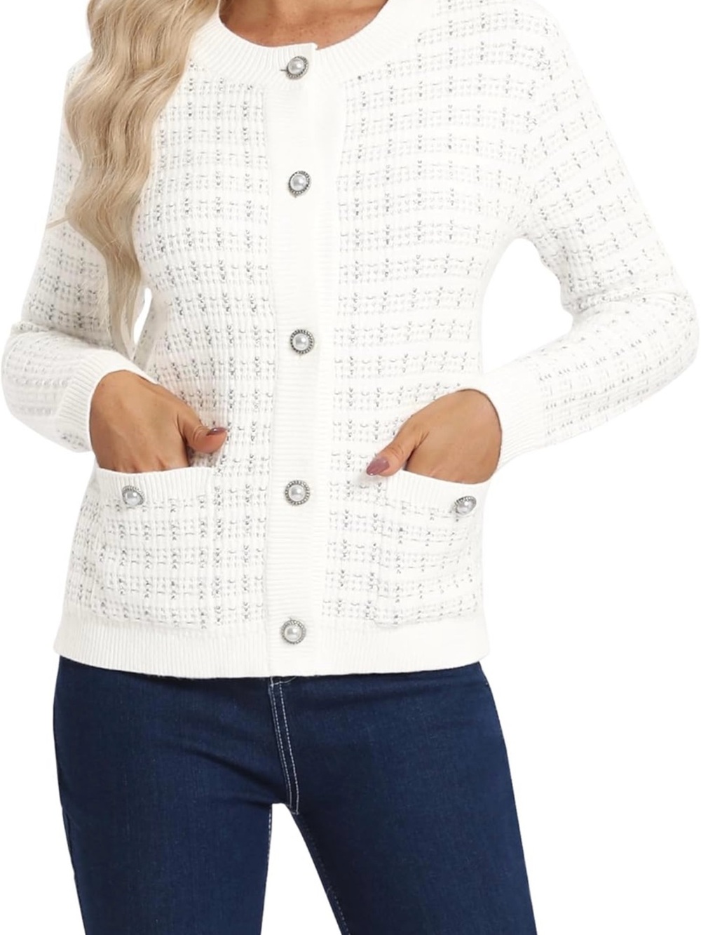 🌺🌺 NWT White Button-Front Women's Knit Cardigan Sweater